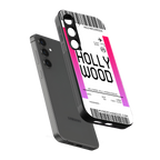hollywood boarding pass ticket back phone cover | glass case for samsung galaxy s24 plus