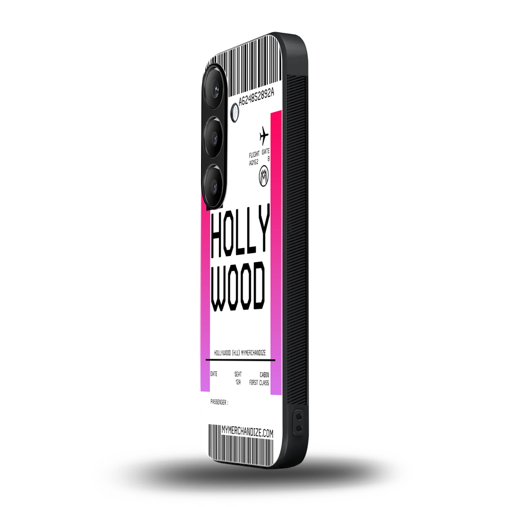 hollywood boarding pass ticket back phone cover | glass case for samsung galaxy s25
