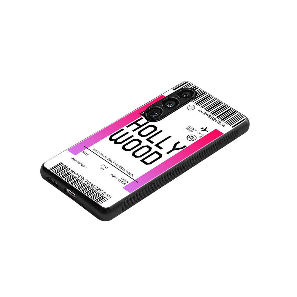 hollywood boarding pass ticket back phone cover | glass case for samsung galaxy s24