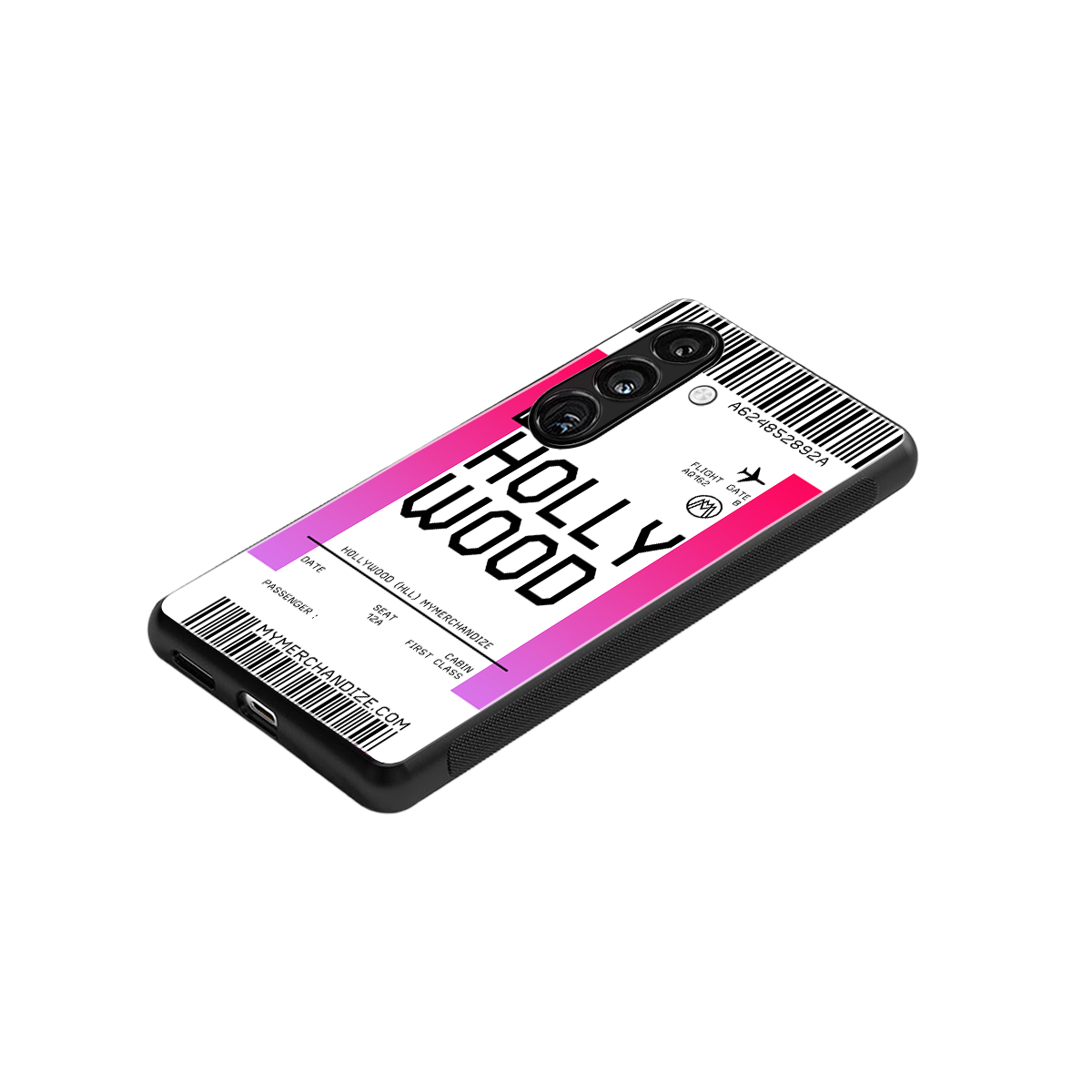 hollywood boarding pass ticket back phone cover | glass case for samsung galaxy s24 fe