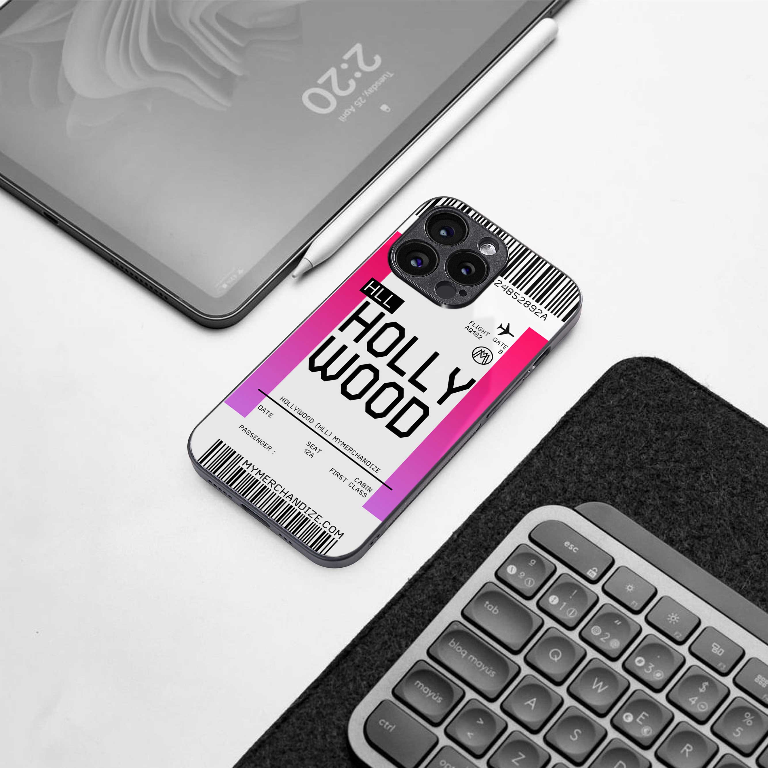 hollywood boarding pass ticket back phone cover | glass case for iphone 14 pro max