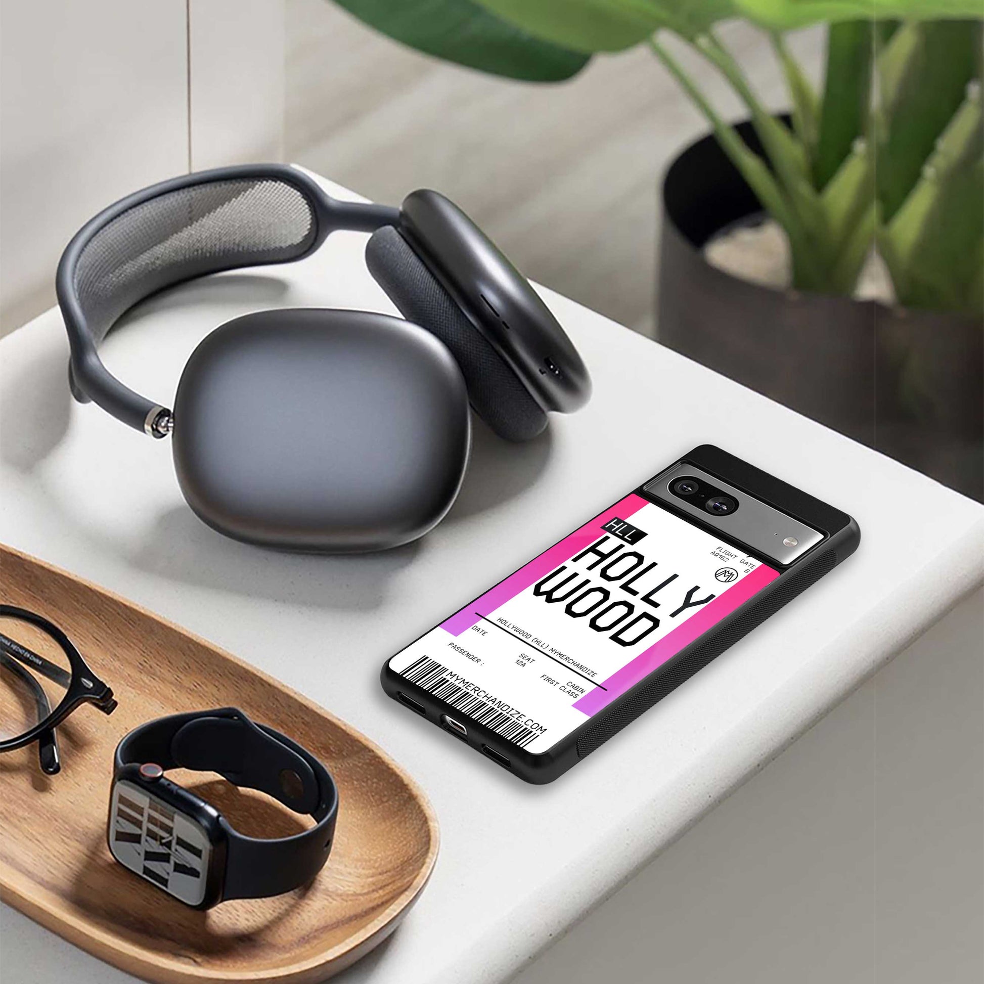 hollywood boarding pass ticket back phone cover | glass case for samsung galaxy s24 plus