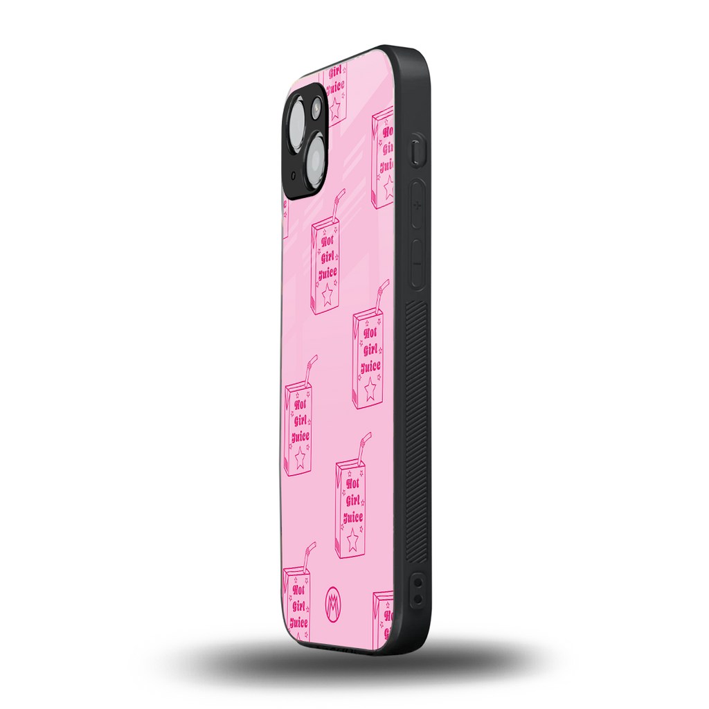 hot girl juice back phone cover | glass case for iphone 15 plus