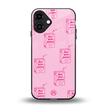 hot girl juice back phone cover | glass case for iphone 16 plus