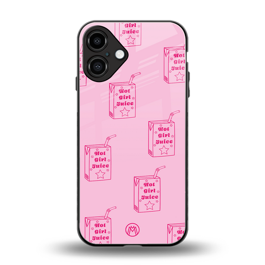 hot girl juice back phone cover | glass case for iphone 16 plus