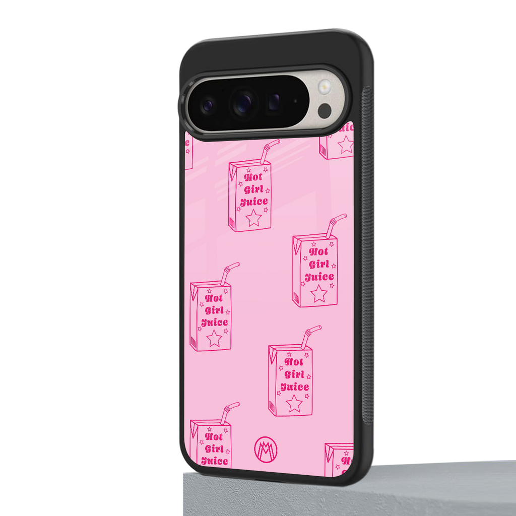 hot girl juice back phone cover | glass case for google pixel 9 pro xl