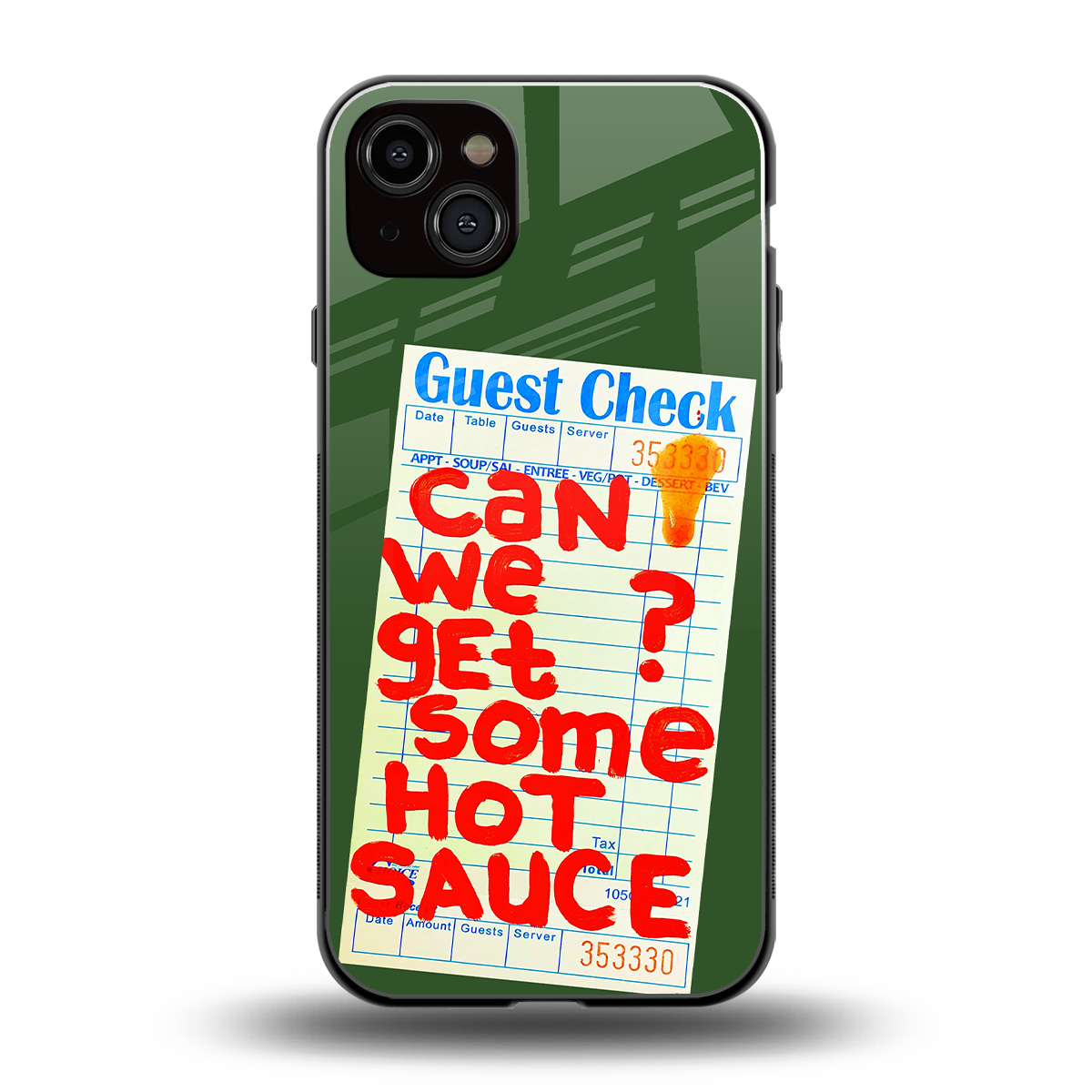 hot sauce back phone cover | glass case for iphone 15 plus