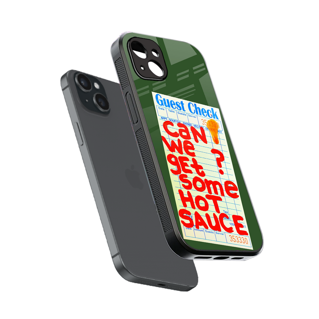 hot sauce back phone cover | glass case for iphone 14 plus