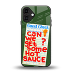 hot sauce back phone cover | glass case for iphone 16 plus