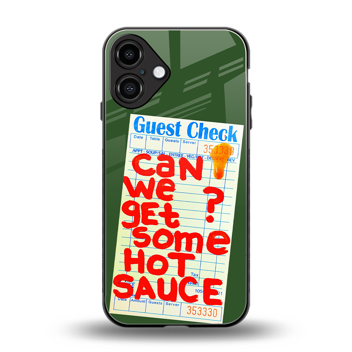 hot sauce back phone cover | glass case for iphone 16 plus