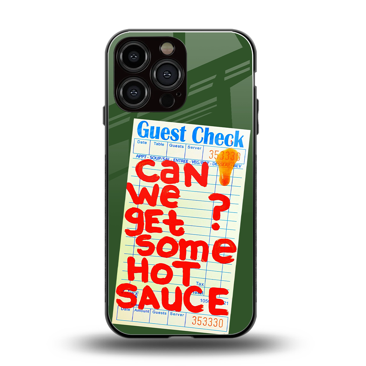 hot sauce back phone cover | glass case for iphone 16 pro max