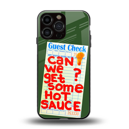 hot sauce back phone cover | glass case for iphone 16 pro max
