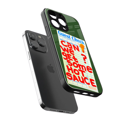 hot sauce back phone cover | glass case for iphone 16 pro max