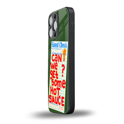 hot sauce back phone cover | glass case for iphone 16 pro max