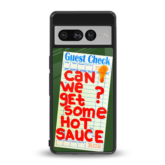 hot sauce back phone cover | glass case for google pixel 7 pro
