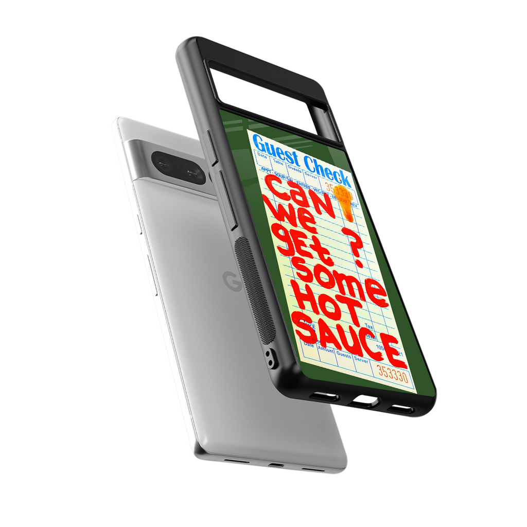 hot sauce back phone cover | glass case for google pixel 7 pro
