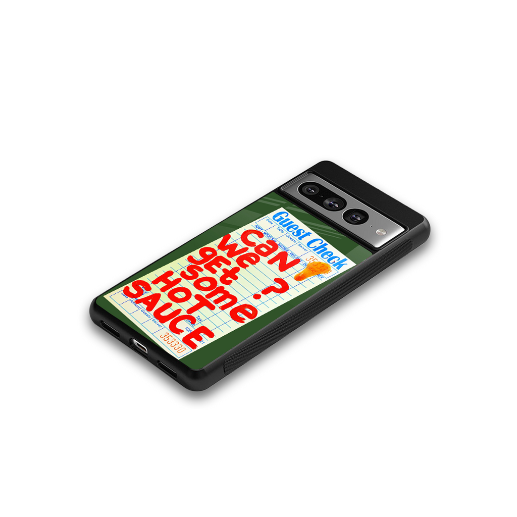 hot sauce back phone cover | glass case for google pixel 7 pro