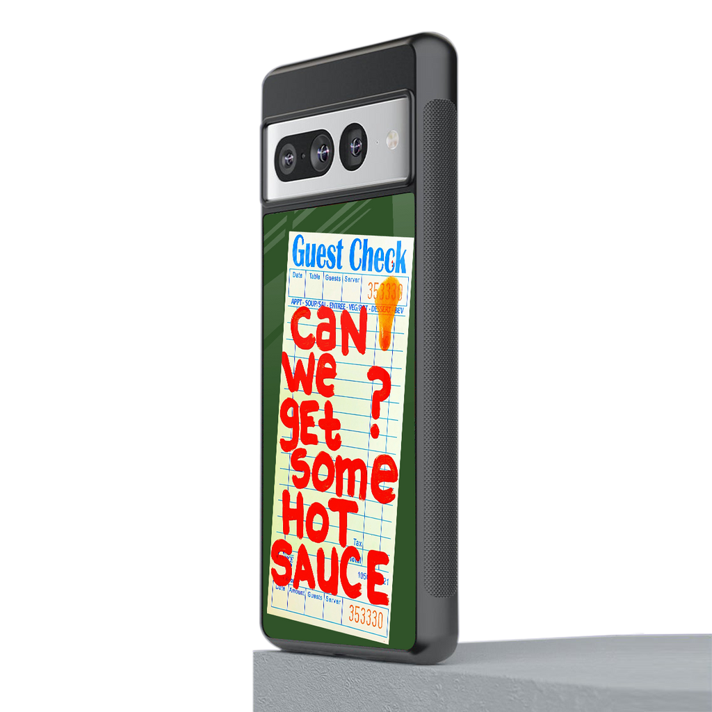 hot sauce back phone cover | glass case for google pixel 7 pro