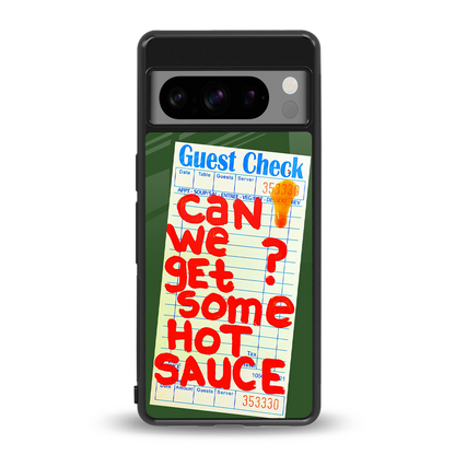 hot sauce back phone cover | glass case for google pixel 8 pro