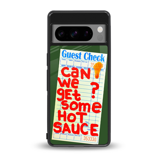 hot sauce back phone cover | glass case for google pixel 8 pro
