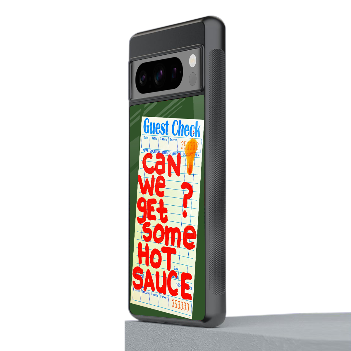 hot sauce back phone cover | glass case for google pixel 8 pro