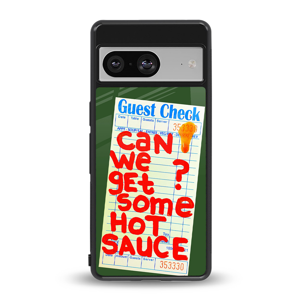 hot sauce back phone cover | glass case for Google Pixel 8