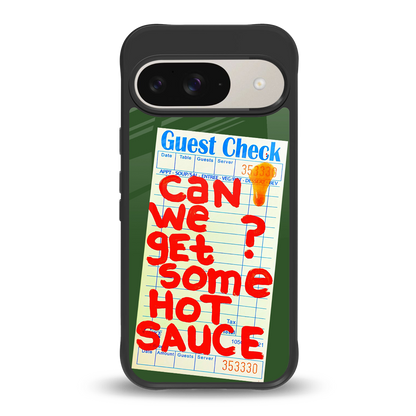 hot sauce back phone cover | glass case for google pixel 9