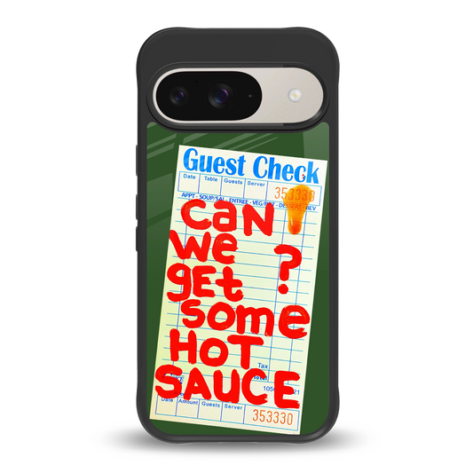 hot sauce back phone cover | glass case for google pixel 9