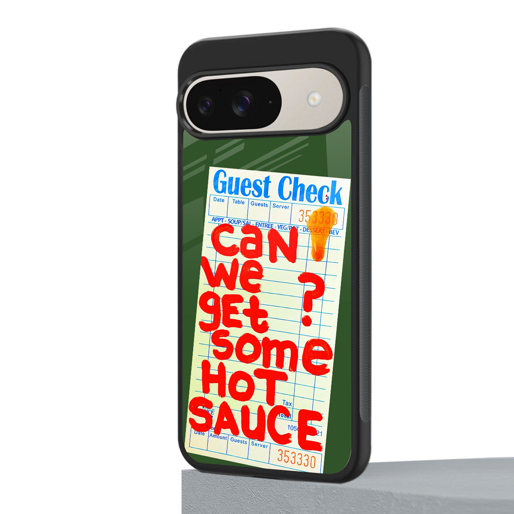 hot sauce back phone cover | glass case for google pixel 9