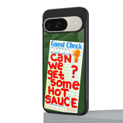hot sauce back phone cover | glass case for google pixel 9