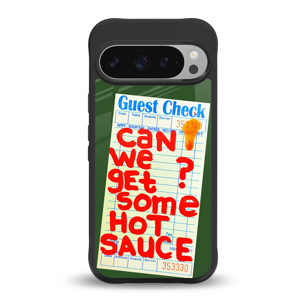 hot sauce back phone cover | glass case for google pixel 9 pro