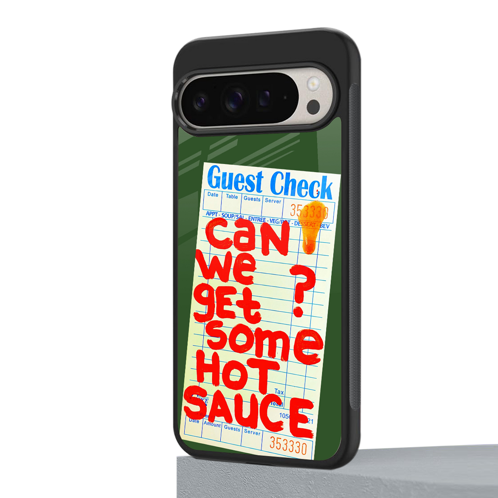 hot sauce back phone cover | glass case for google pixel 9 pro