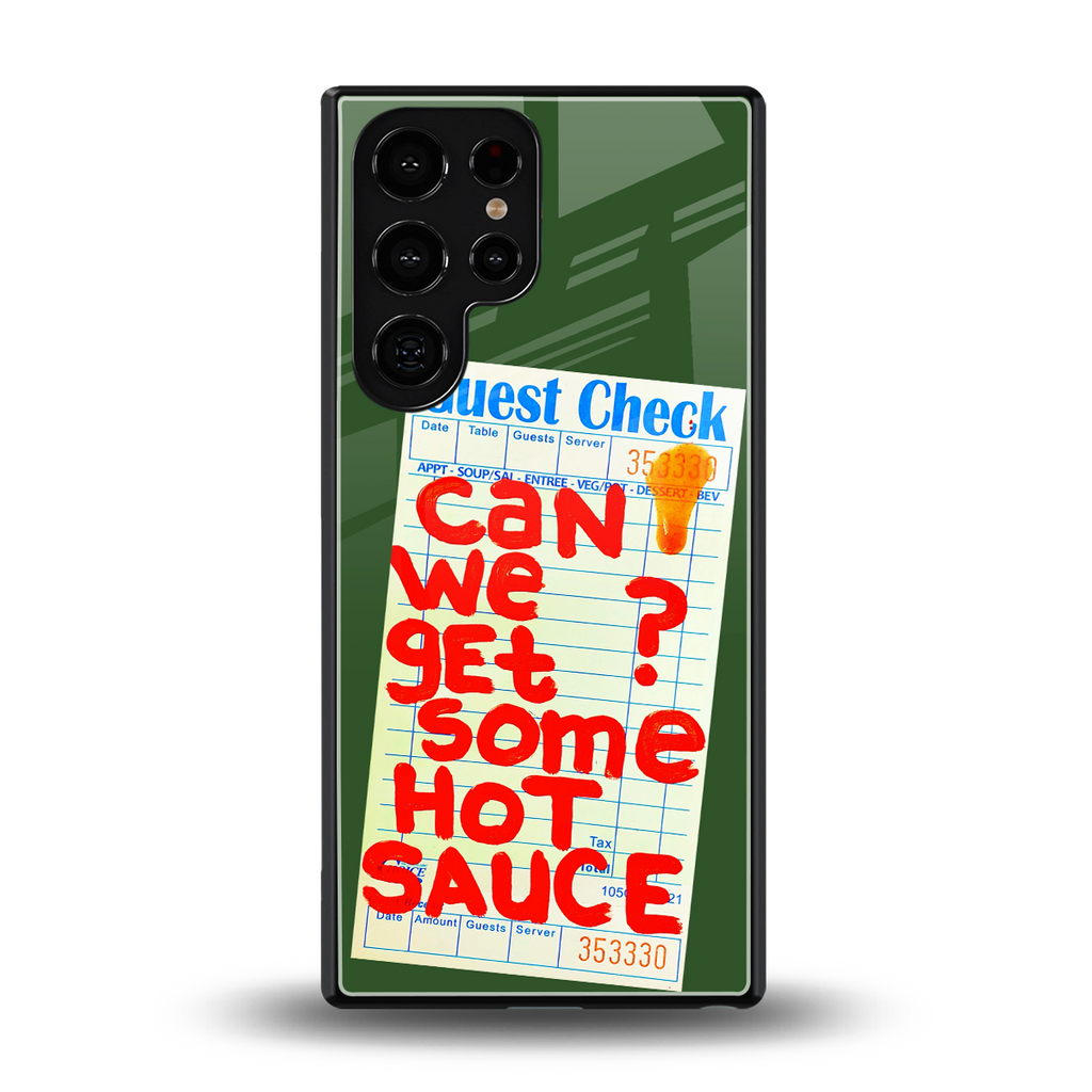 hot sauce back phone cover | glass case for samsung galaxy s25 ultra