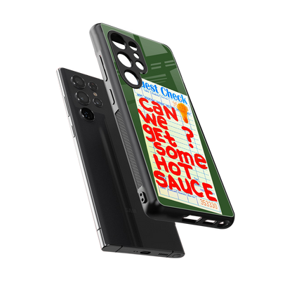 hot sauce back phone cover | glass case for samsung galaxy s25 ultra