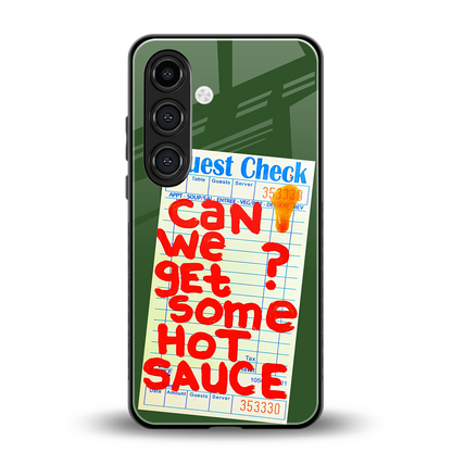 hot sauce back phone cover | glass case for samsung galaxy s23 plus