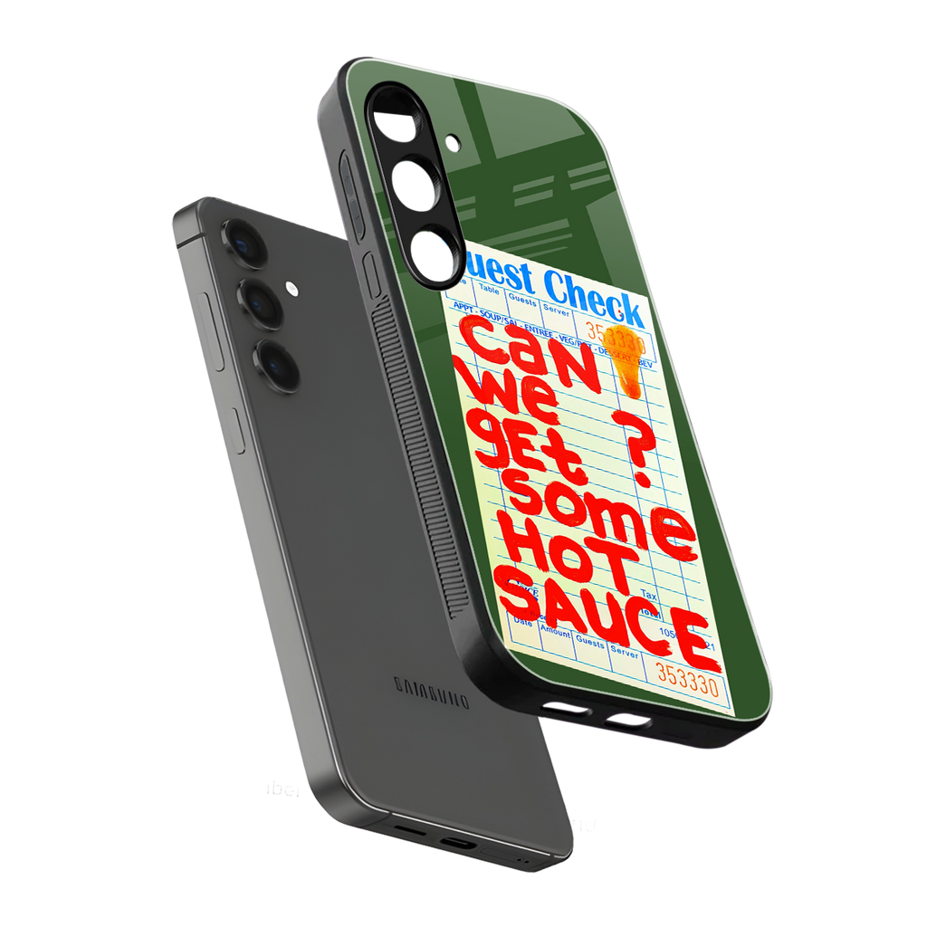 hot sauce back phone cover | glass case for samsung galaxy s25 plus