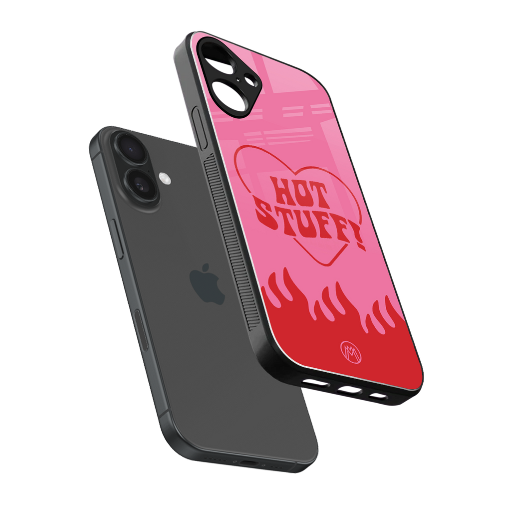 hot stuff back phone cover | glass case for iphone 16 plus