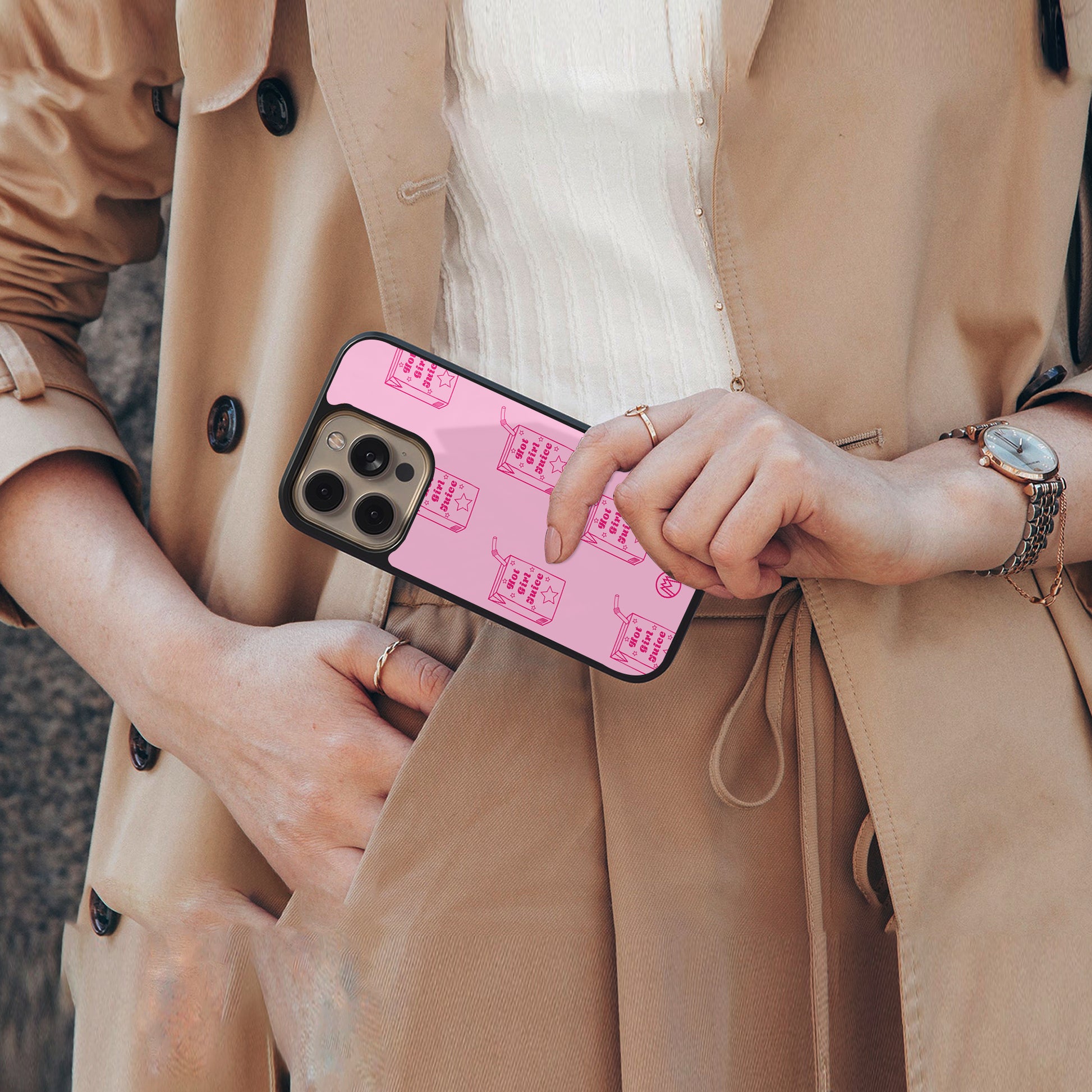hot girl juice back phone cover | glass case for iphone 15 pro max
