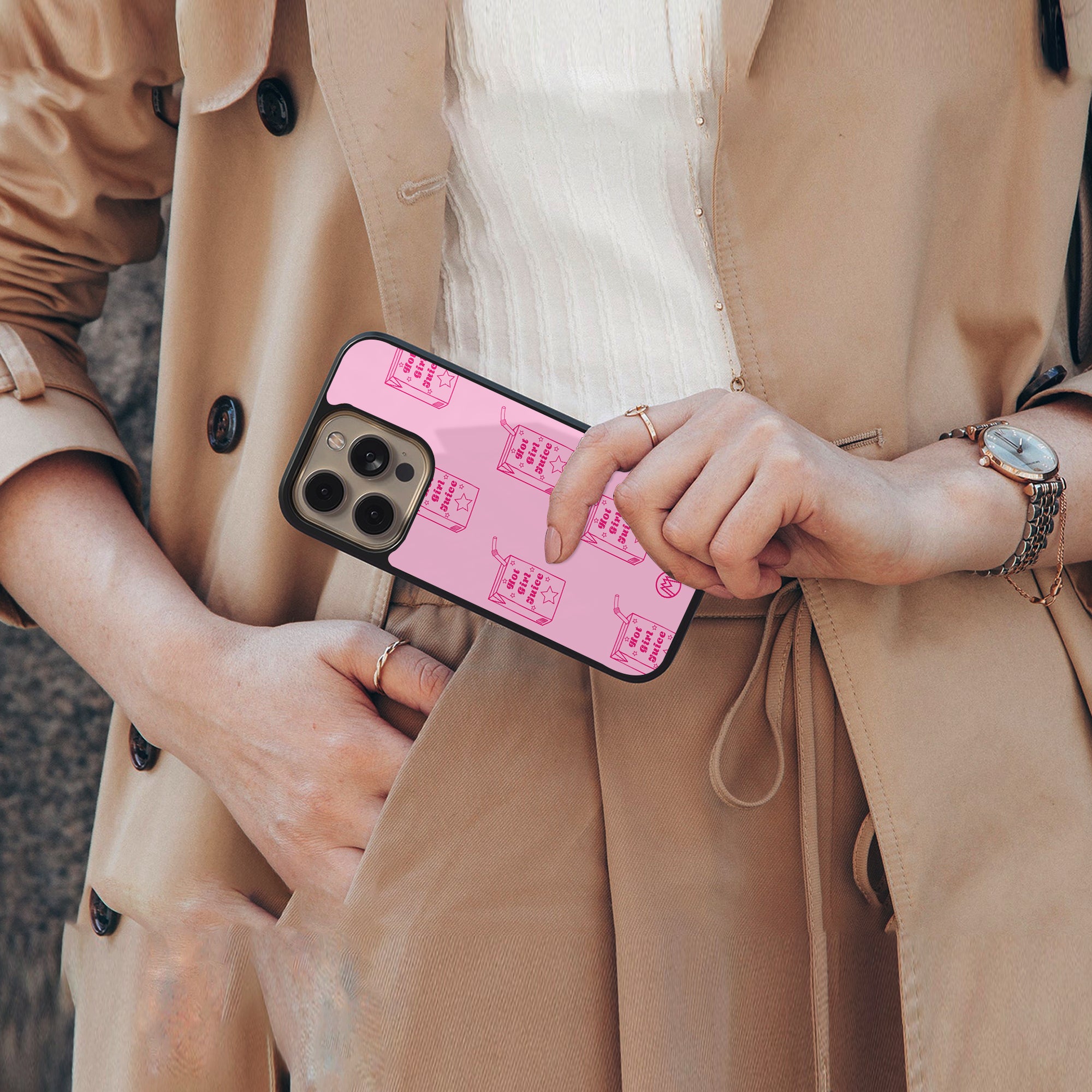 hot girl juice back phone cover | glass case for iphone 16