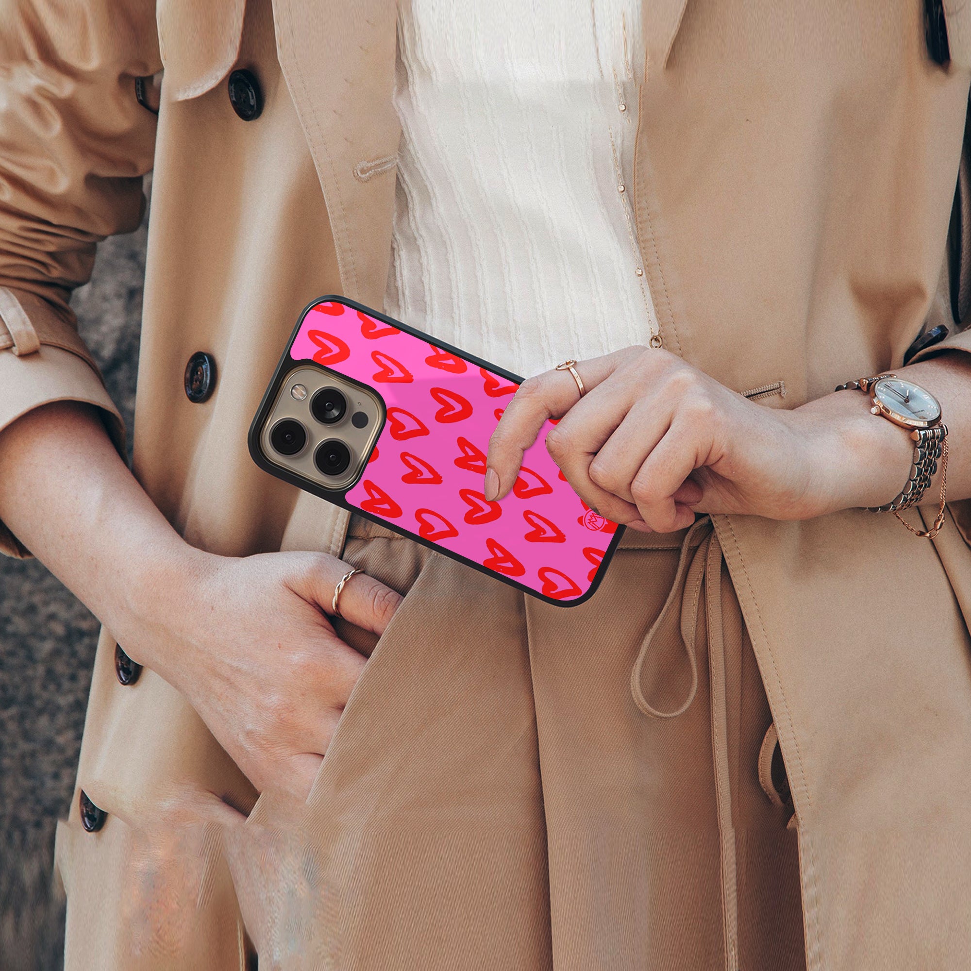 hot pink soul back phone cover | glass case for iphone 16 plus