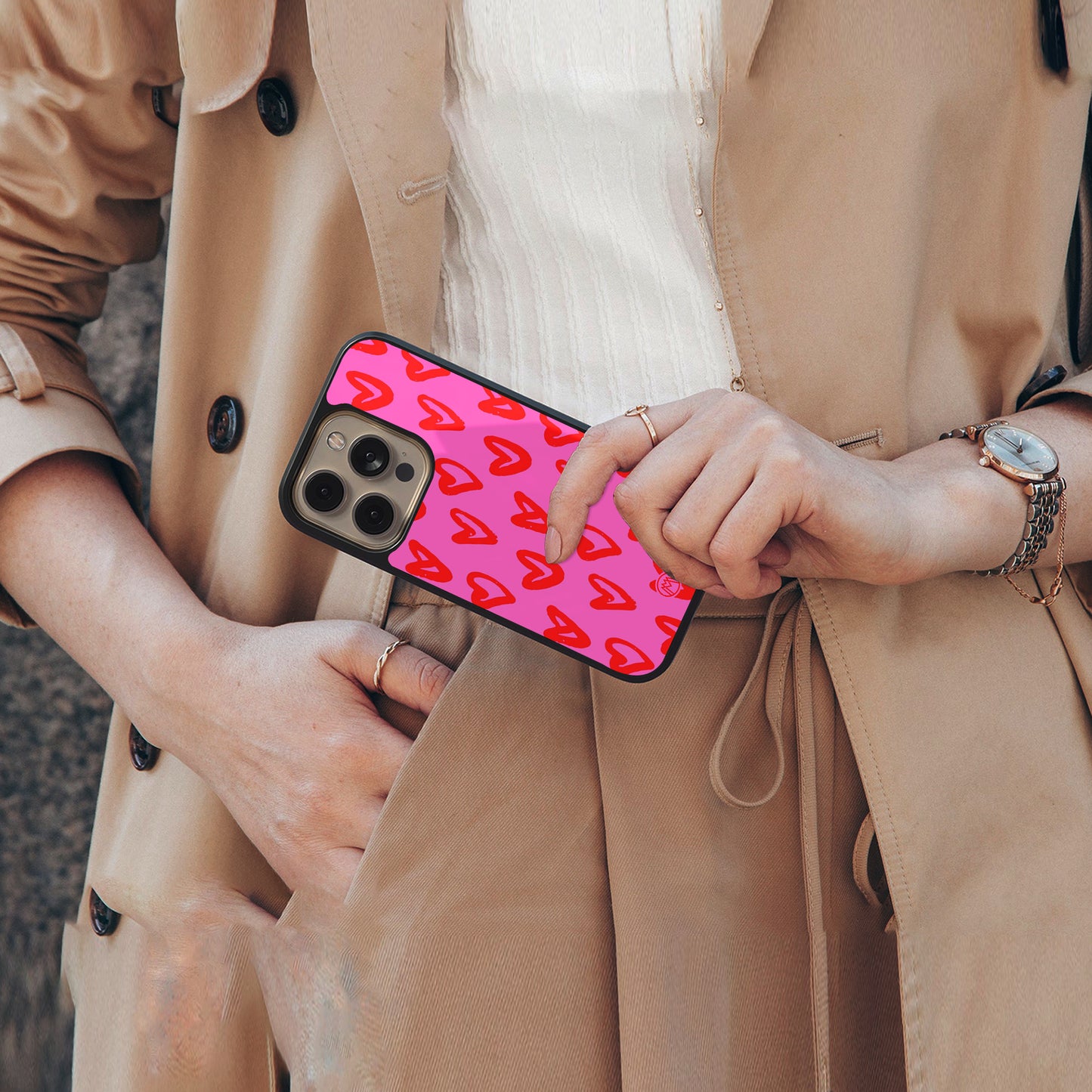 hot pink soul back phone cover | glass case for iphone 16 pro max