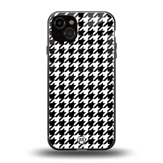 houndstooth classic back phone cover | glass case for iphone 15 plus