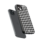 houndstooth classic back phone cover | glass case for iphone 15 plus