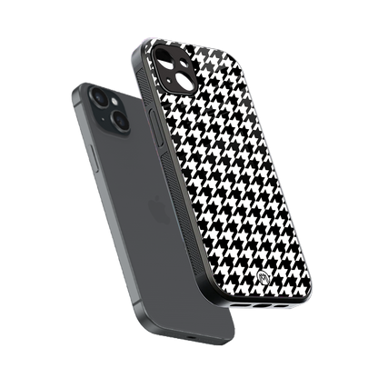 houndstooth classic back phone cover | glass case for iphone 15 plus