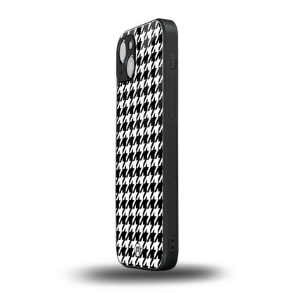 houndstooth classic back phone cover | glass case for iphone 15 plus