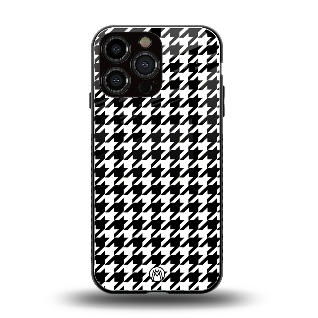 houndstooth classic back phone cover | glass case for iphone 14 pro max