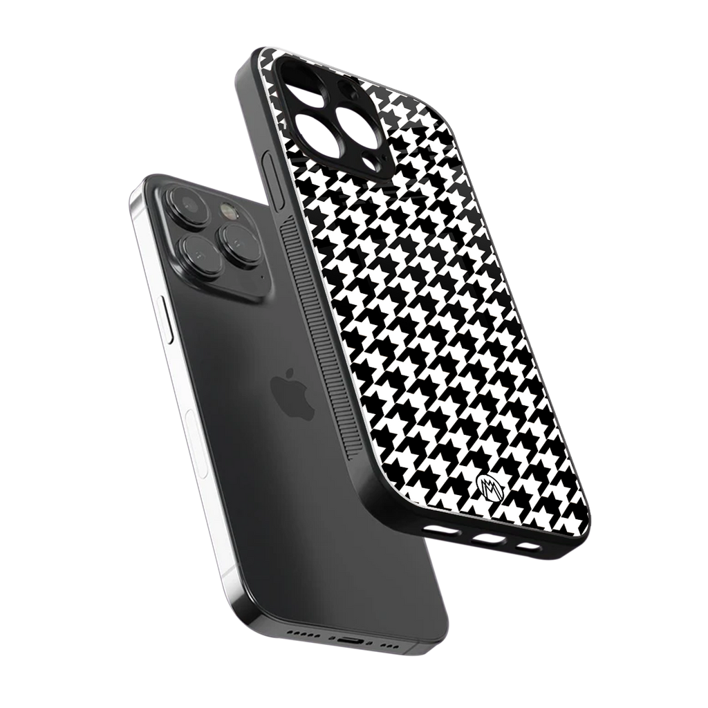 houndstooth classic back phone cover | glass case for iphone 15 pro max