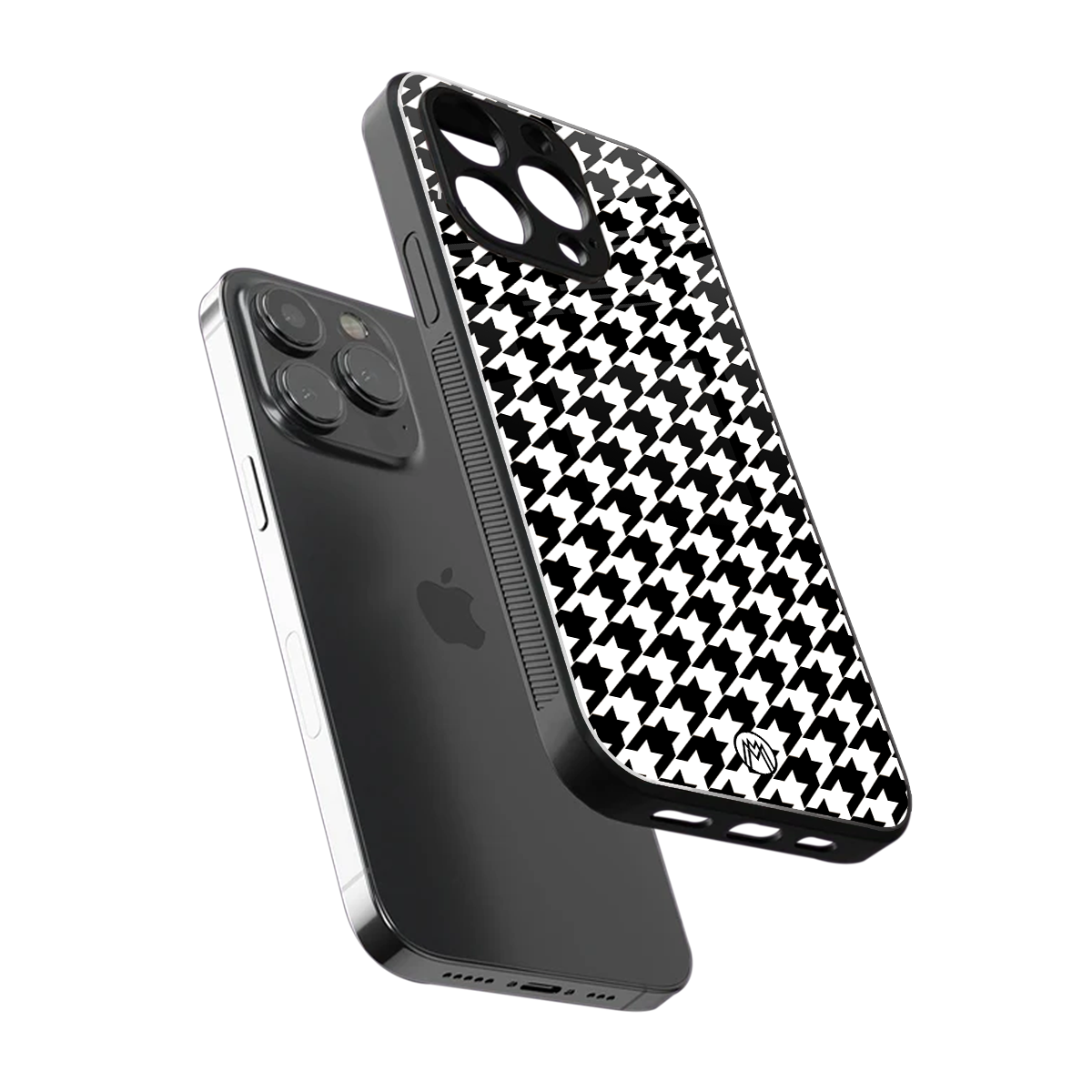 houndstooth classic back phone cover | glass case for iphone 15 pro max
