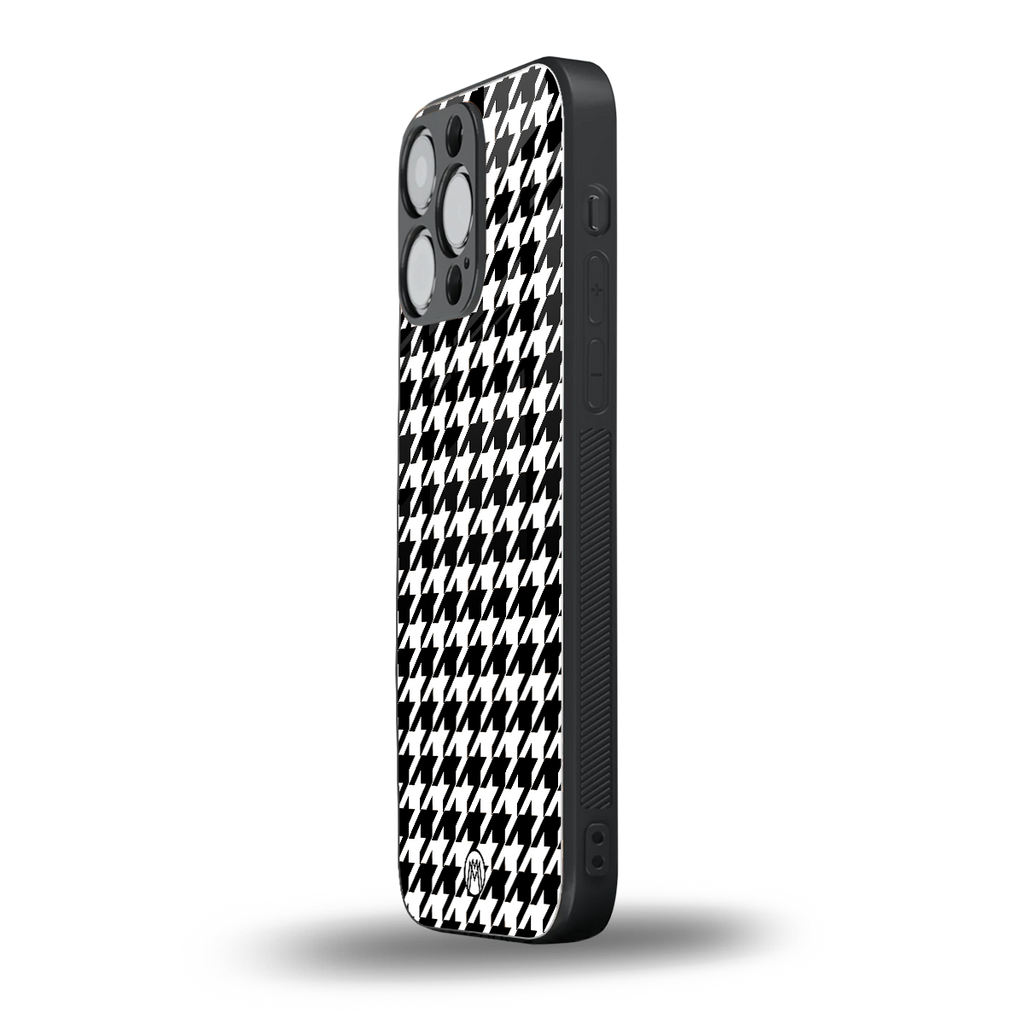 houndstooth classic back phone cover | glass case for iphone 15 pro max