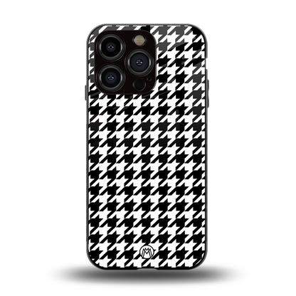houndstooth classic back phone cover | glass case for iphone 15 pro